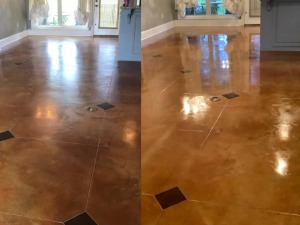 Refinished Stained concrete - Before and After